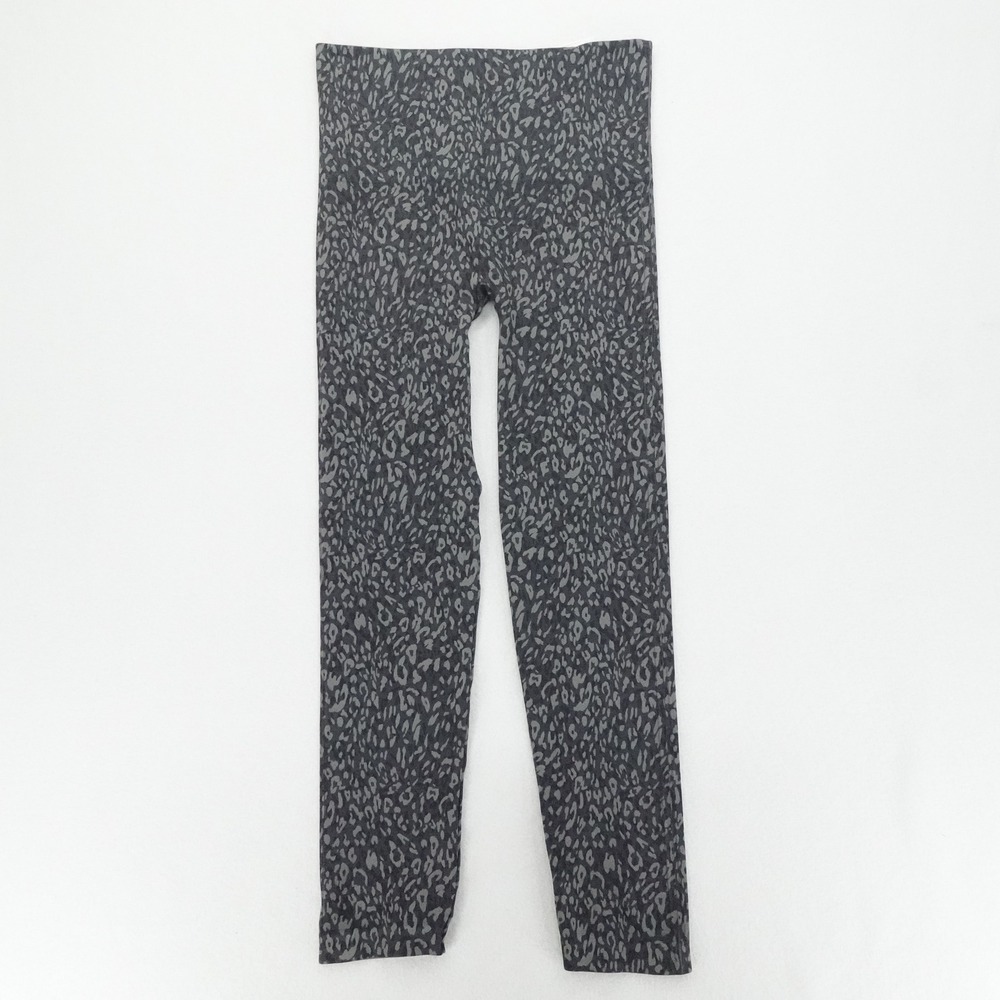 Spanx Leggings Womens Large Gray Leopard Print Slim Fit Athleisure Activewear